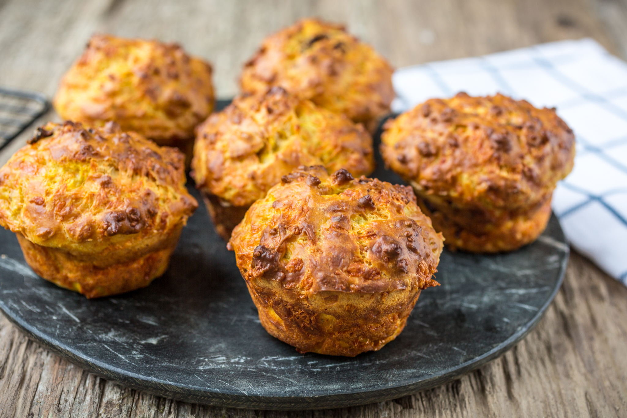 Jon Kempner Food Photographer - Savoury Muffins with Cheddar Cheese and Sun Dried Tomatoes